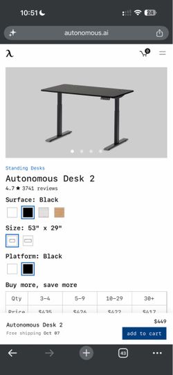 Autonomous Electric Standing Desk (Black)