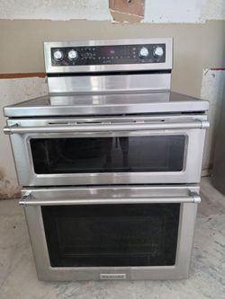 KitchenAid 30-Inch 5 Burner Electric Double Oven Convection Range (Model KFED500ESS)