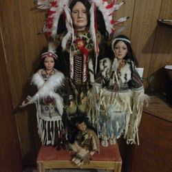 4 Native American Porcelain Dolls