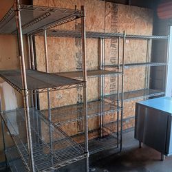 3 metal shelves