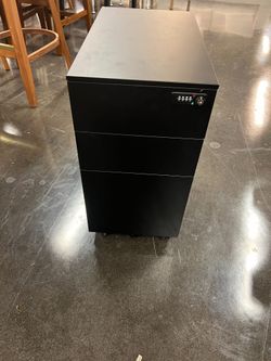 Black Three Drawer File Cabinet with Lock