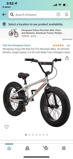 Argus Mx Mongoose Fat Bike 20 Inch BMX Mongoose Argus MX Kids Fat