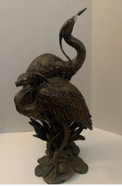 Vintage 20” Bronze Heron Bird Sculpture Figurine