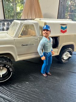 Lot of 3 Vintage 80s Oversized Trucks + Trailers (Toys R Us, Chevron w/ Figure)