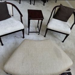 Two Chairs, Side Table And Ottoman 
