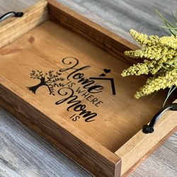 Handmade Wood Serving Tray / Mom Gift