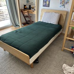 Crate & Barrel Twin Bed Frame & Matress (Solid Wood)