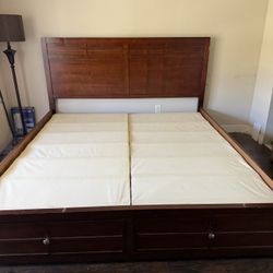Brown Wooden King Size Bed Frame