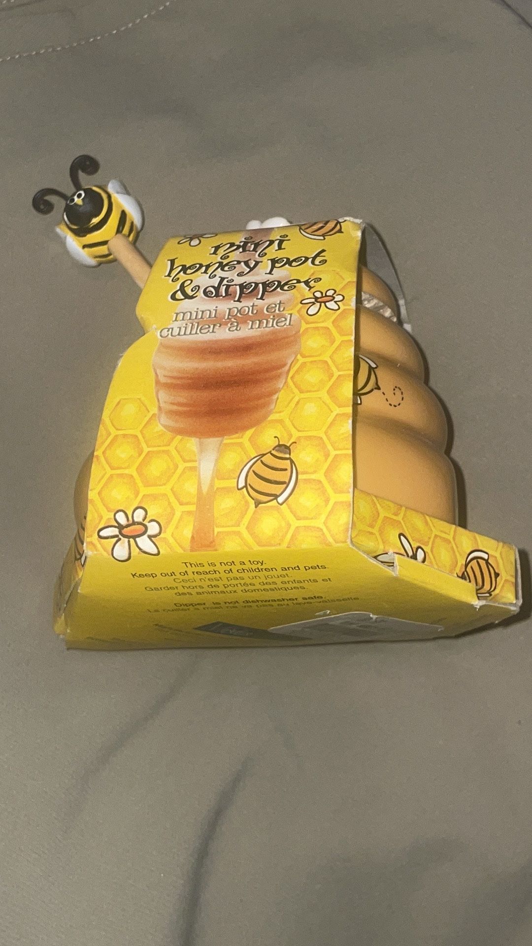 Joie MSC International Mini Porcelain Ceramic Honey Pot & Wood Bee Hive Dipper