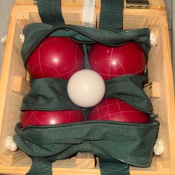 Sportcraft Bocce Ball Set Vintage Wood Crate Heritage Collection Outdoor Game