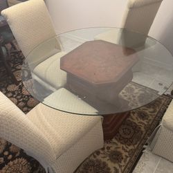 Glass Table With Upholstered Chairs