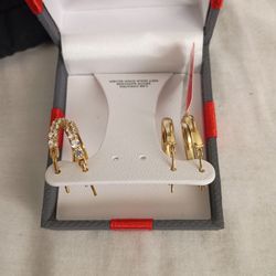 Lab created white sapphire 14kt gold over silver earrings