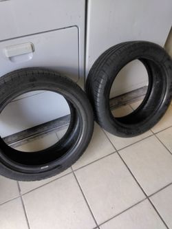 Both are 205 50 r17 in fair condition good tread no dry rot