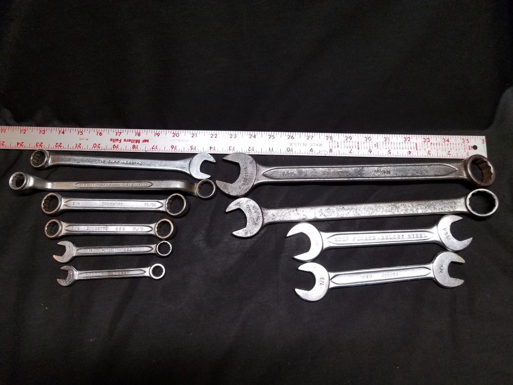 10pc. Wrench set all INDESTRO some are VINTAGE style open & boxed style*heavy duty