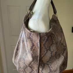 GILI LEATHER SNEAK BROWN HOBO HANDBAG 