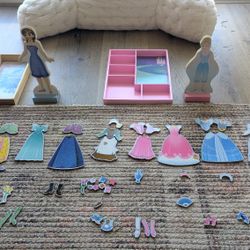 Two Disney Wooden Dress Up Doll Sets 