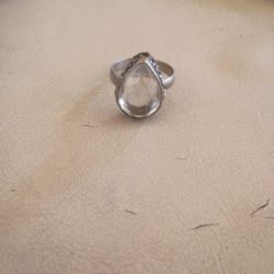 White Topaz Pear Shape 925 Sterling Silver Ring 