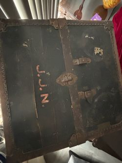 Antique Steamer Trunk with Brass Hardware