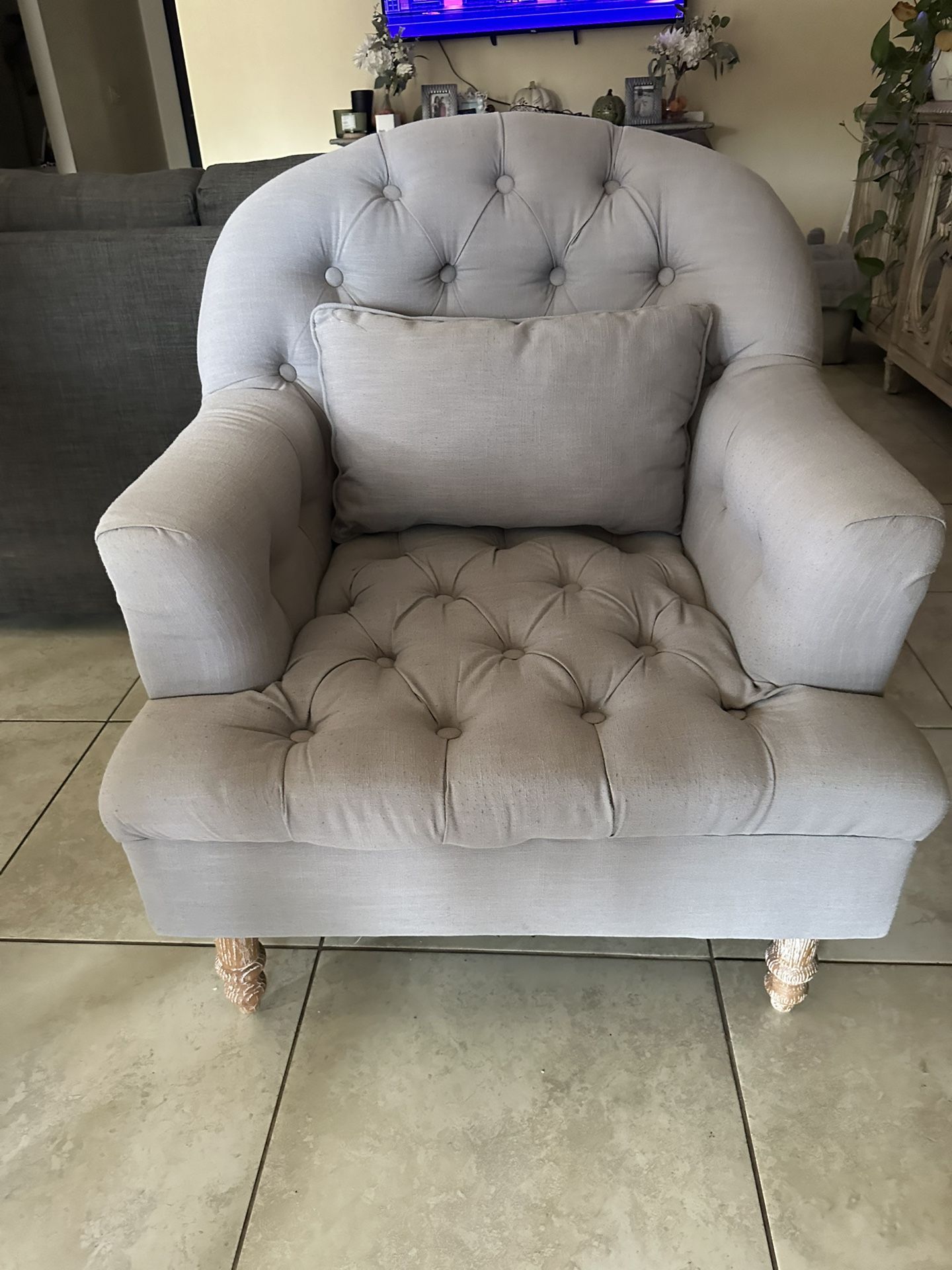 Gray Tufted Chair