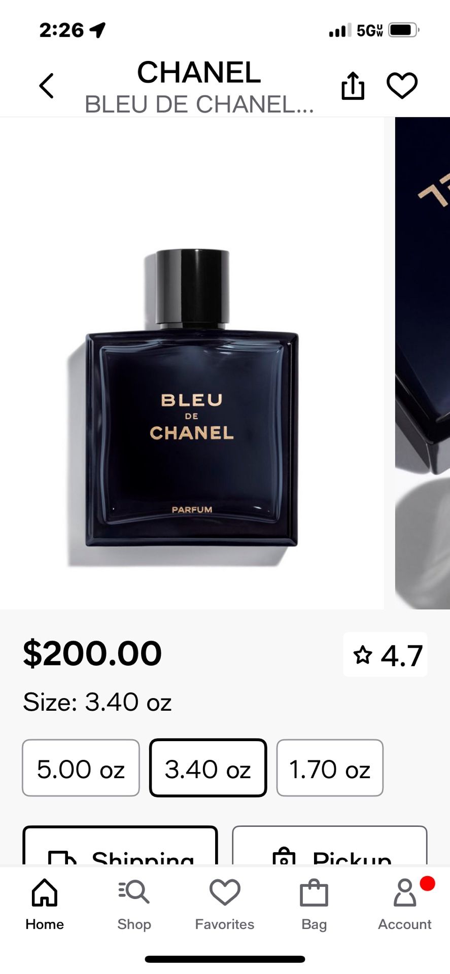 Chanel blue men’s cologne 100% original brand new box sealed