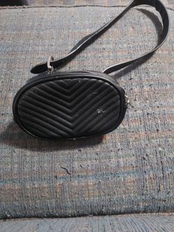 Black Quilted Oval Mini Crossbody Bag