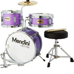 Mendini By Cecilio Kids Drum Set - Junior Kit w/ 4 Drums (Bass, Tom, Snare, Cymbal), Drumsticks, Drum Throne - Beginner Drum Sets & Musical Instrument
