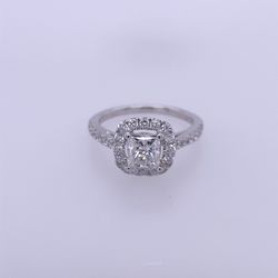 14k White Gold 0.80CT Rectangular Modified Brilliant Diamond Wedding 