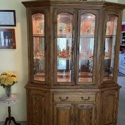 Solid Oak China Cabinet/Credenza