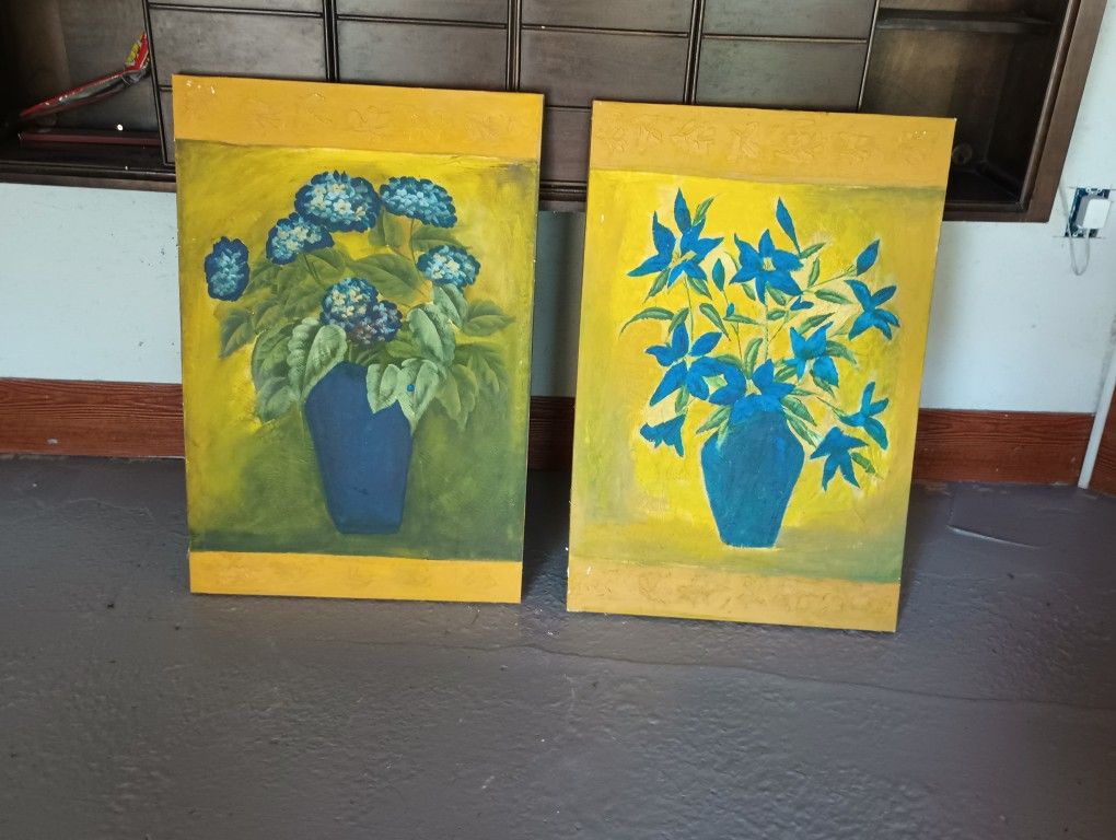 Two Yellow And Blue Pictures For $30