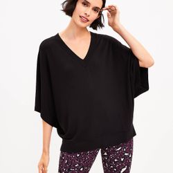 Lou & Grey Signaturesoft jersey V-Neck dolman sleeve poncho top size L large NEW