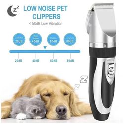 Dog Clippers,Low Noise Pet Clippers, Electric USB Rechargeable Dog Trimmers Clippers,Professional Heavy Duty Cordless Dog Grooming Clippers Kit for Sm