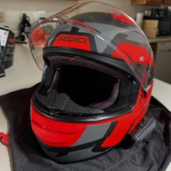 Sedici Primo Strada 3 Helmet (Size: Large, Matte Red) w/ Cardo Packtalk Edge & Photochromatic Face Shield