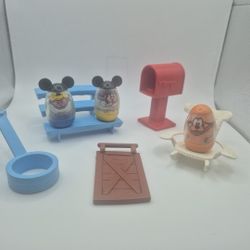 Weeble Wobbles by Hasbro Disney: Billy, Karen, Pluto, Door, Bleachers, Mailbox