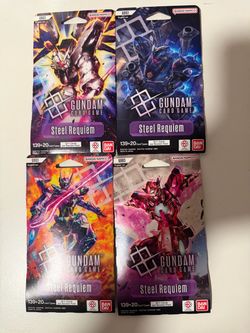 Gundam TCG GD03 Steel Requiem sleeved Booster Pack Art Set Of 4