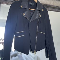 Marciano Leather Motto Jacket With Gold zippers