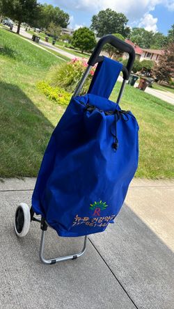 Rolling Shopping Cart with Blue Bag