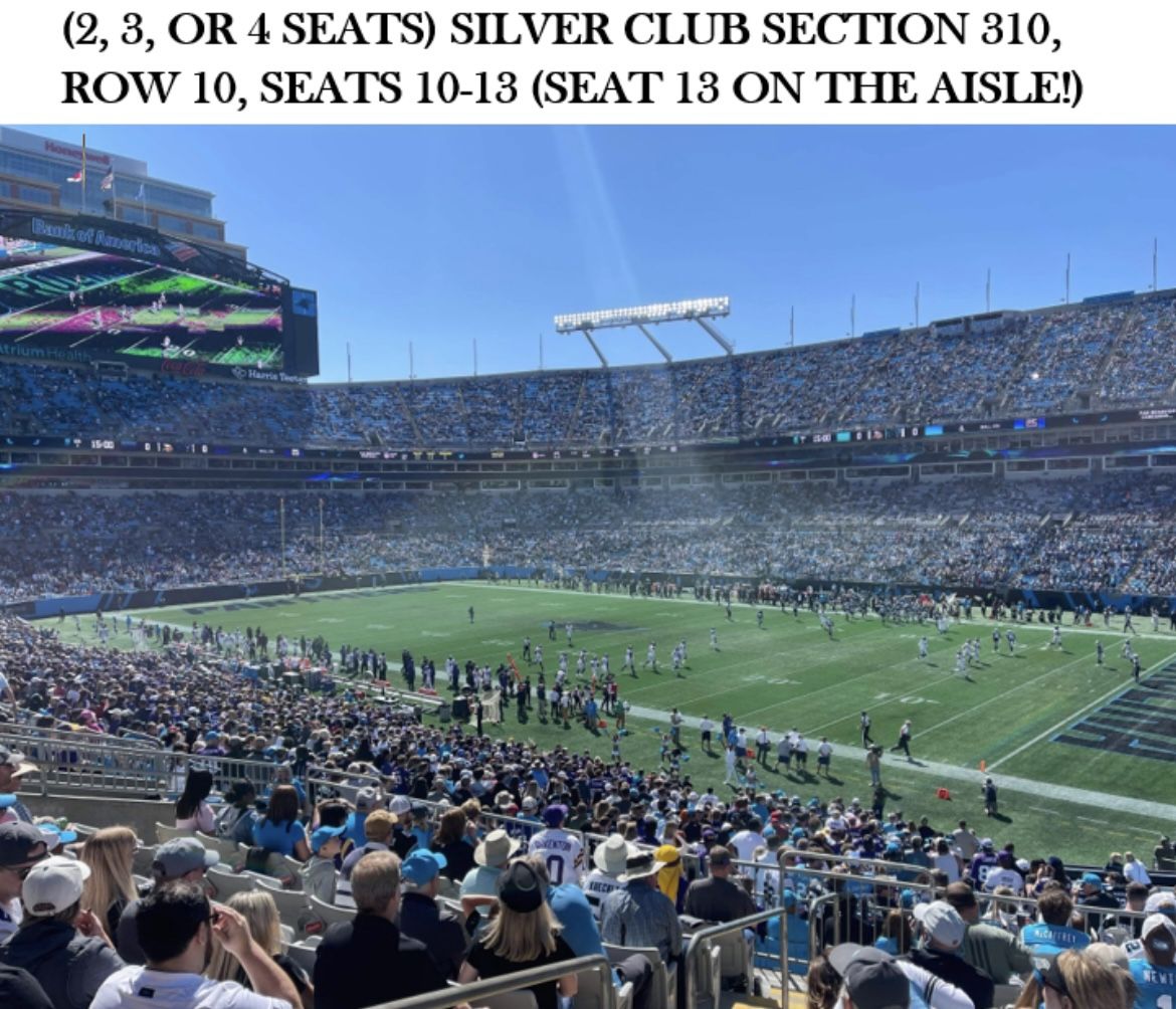 Carolina Panthers VIP Club Level Seats Tickets 2024-25 NFL—All Games!!!