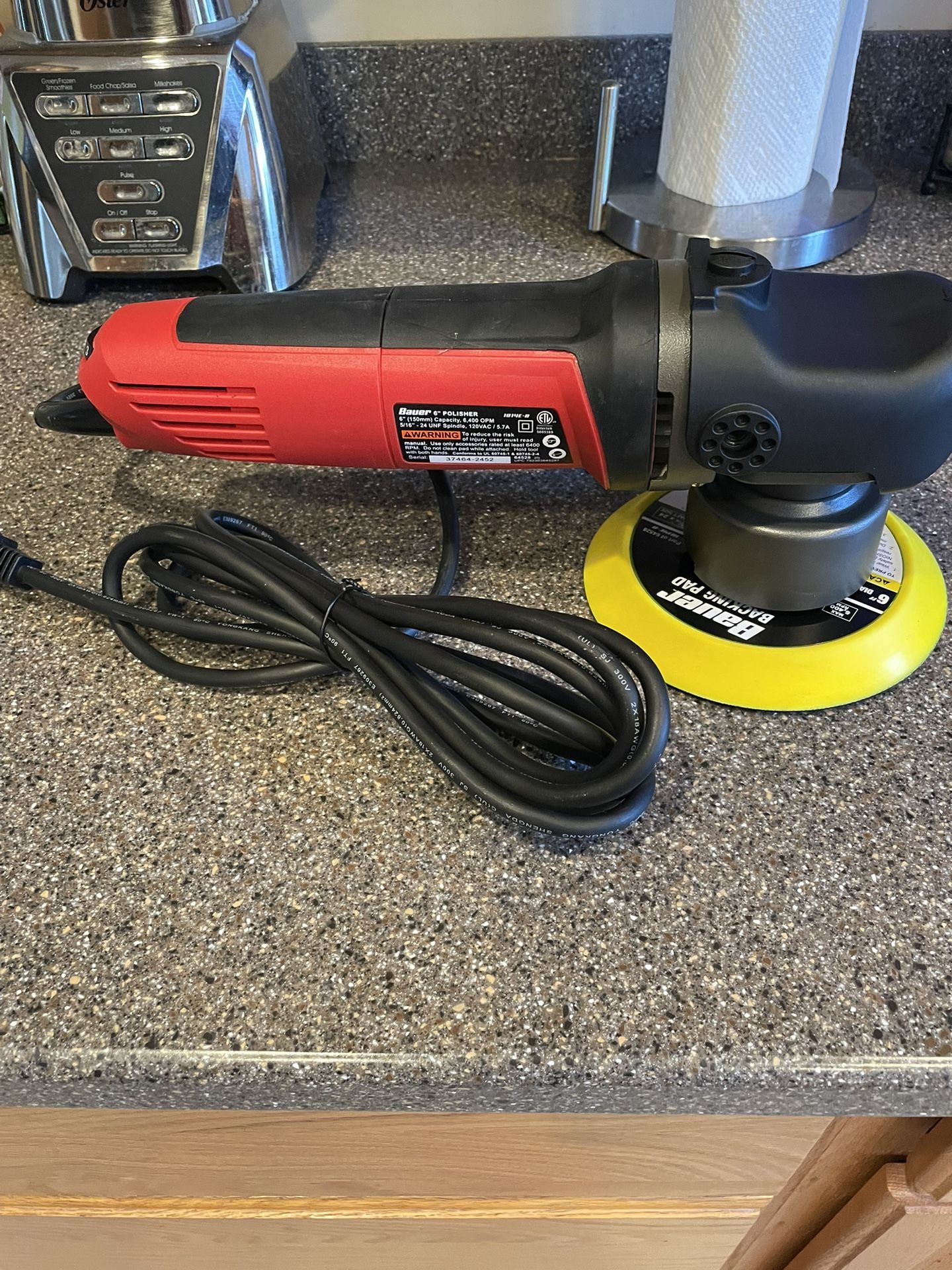 BAUER 5.7 Amp, 6 in., 8 mm Short-Throw Random Orbit DA Polisher/Sander