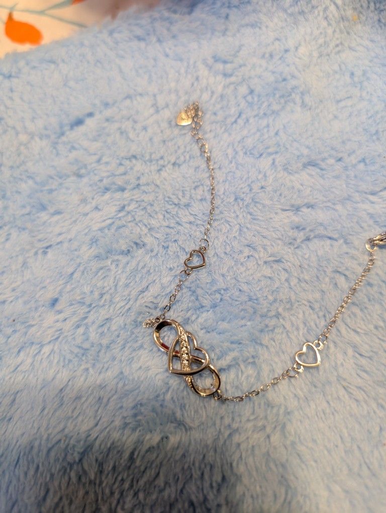 Infinity Heart Bracelet Sterling Silver 8 In