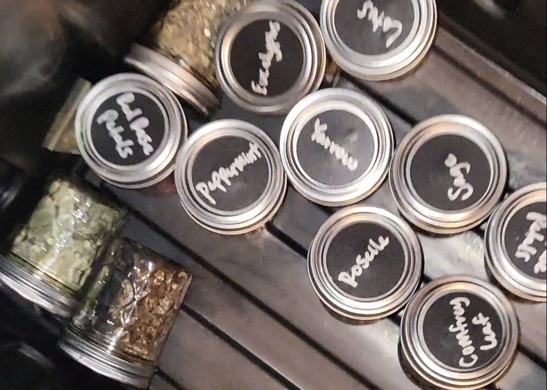 Herbs In Medium Sized Mason Jars