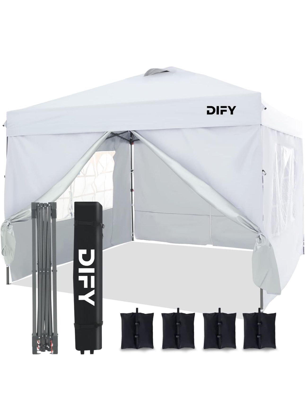 10x10 Durable EZ Pop Up Canopy with 4 Removable Sidewalls, 4 Sandbags. Outdoor Canopy Tent with Roller Bag, Patio Outdoor Canopy for Commerce, Beach, 