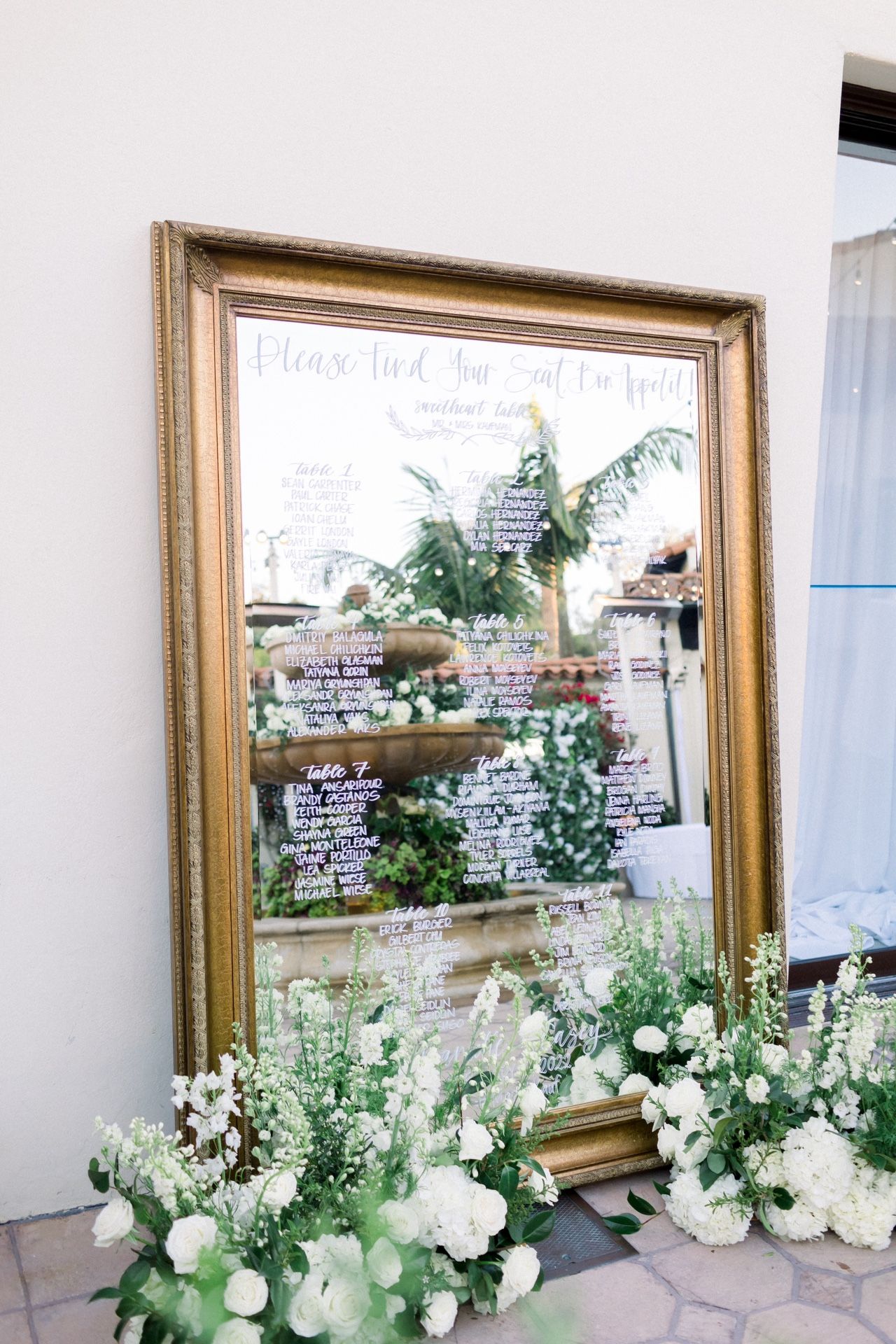 7ft x 5ft Antique Mirror Wedding Seating Chart