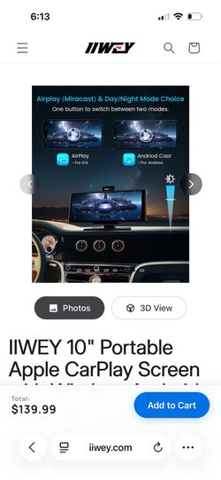 IIWEY IK7 Portable Dash camera CarPlay screen.
