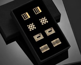Cufflinks Set 4 Pairs for Men, Business Formal Shirts Buttons Cuff Link Packe...