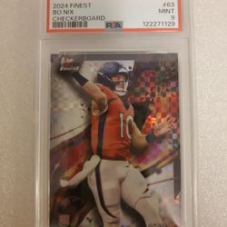 PSA 9 Graded 2024 Topps Finest #63 Bo Nix Rookie RC Card Broncos Checkerboard 