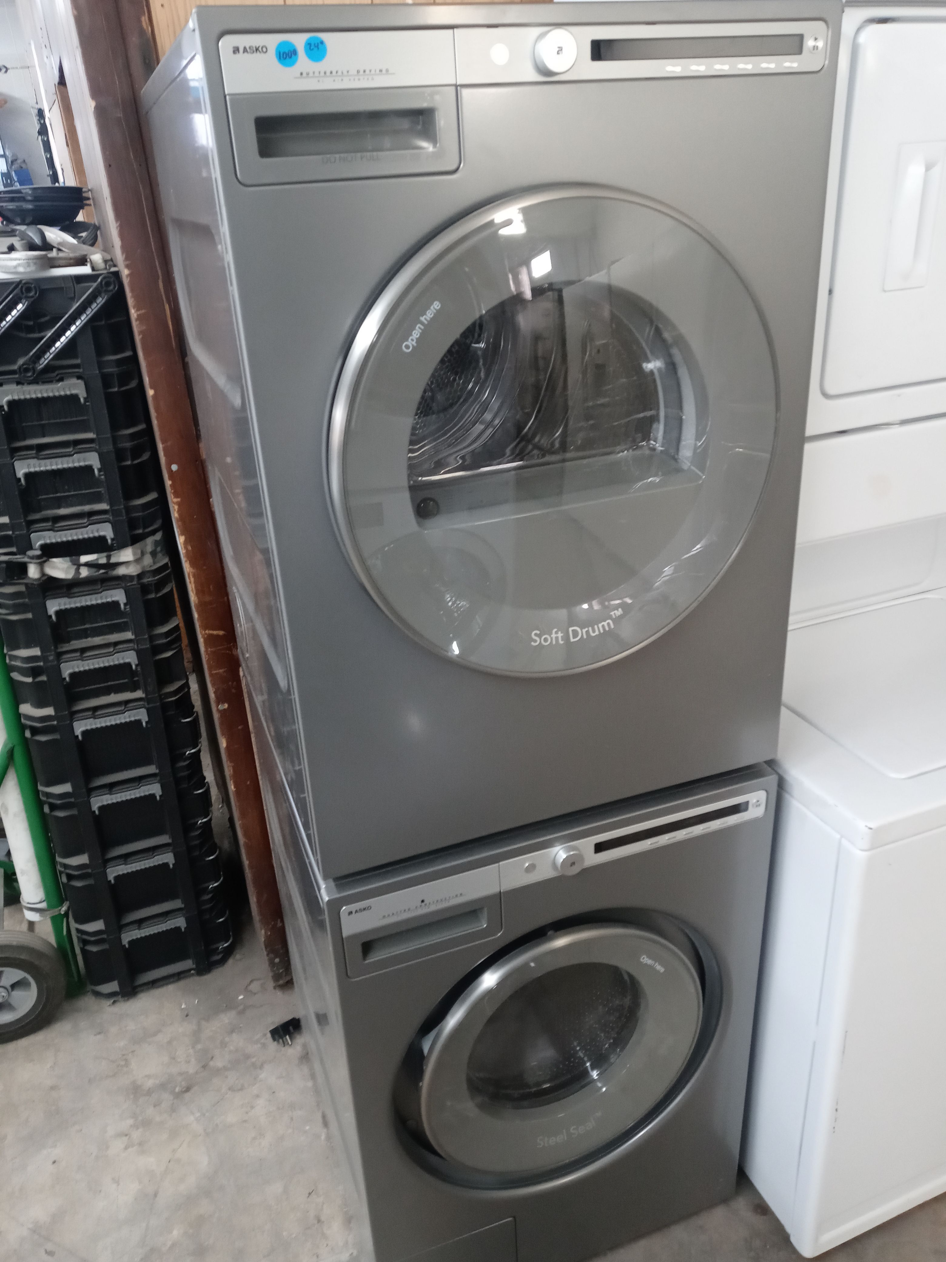 Asko 24" light gray stackable front load washer and dryer set - Free delivery