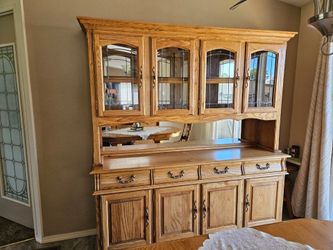 Lighted Oak Hutch