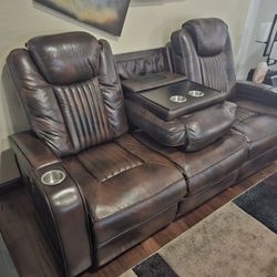 Leather Dual Recliner Sofa