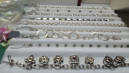 .925 sterling silver gemstone bracelet with 14 karat gold overlay a total must have