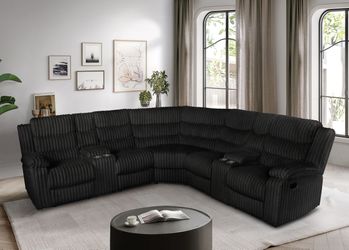 FREE White Glove Delivery – S3672  Calantha Black Sectional | Brand New